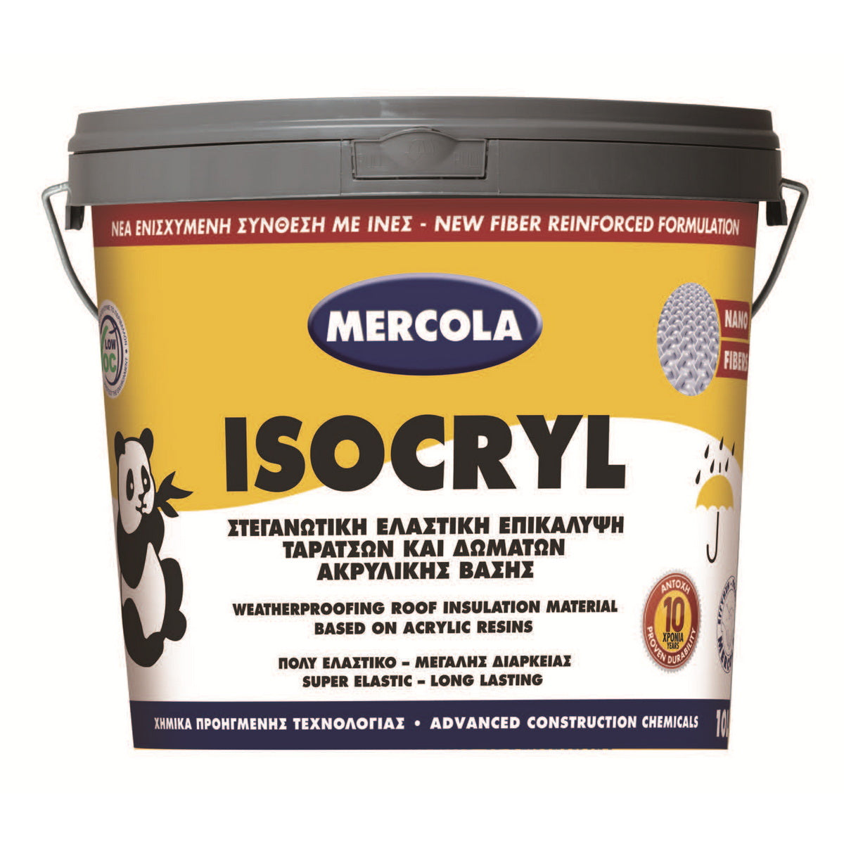 Mercola Isocryl Ινοπλισμένο Ελαστομερές Μονωτικό Ταρατσών Λευκό