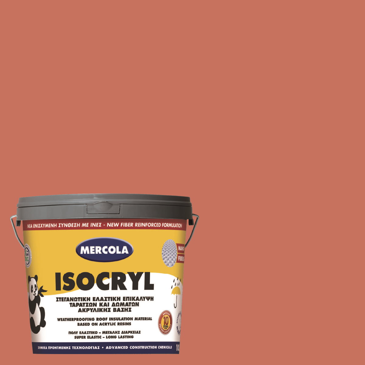 Mercola Isocryl Ινοπλισμένο Ελαστομερές Μονωτικό Ταρατσών Ανοικτό Κεραμιδύ