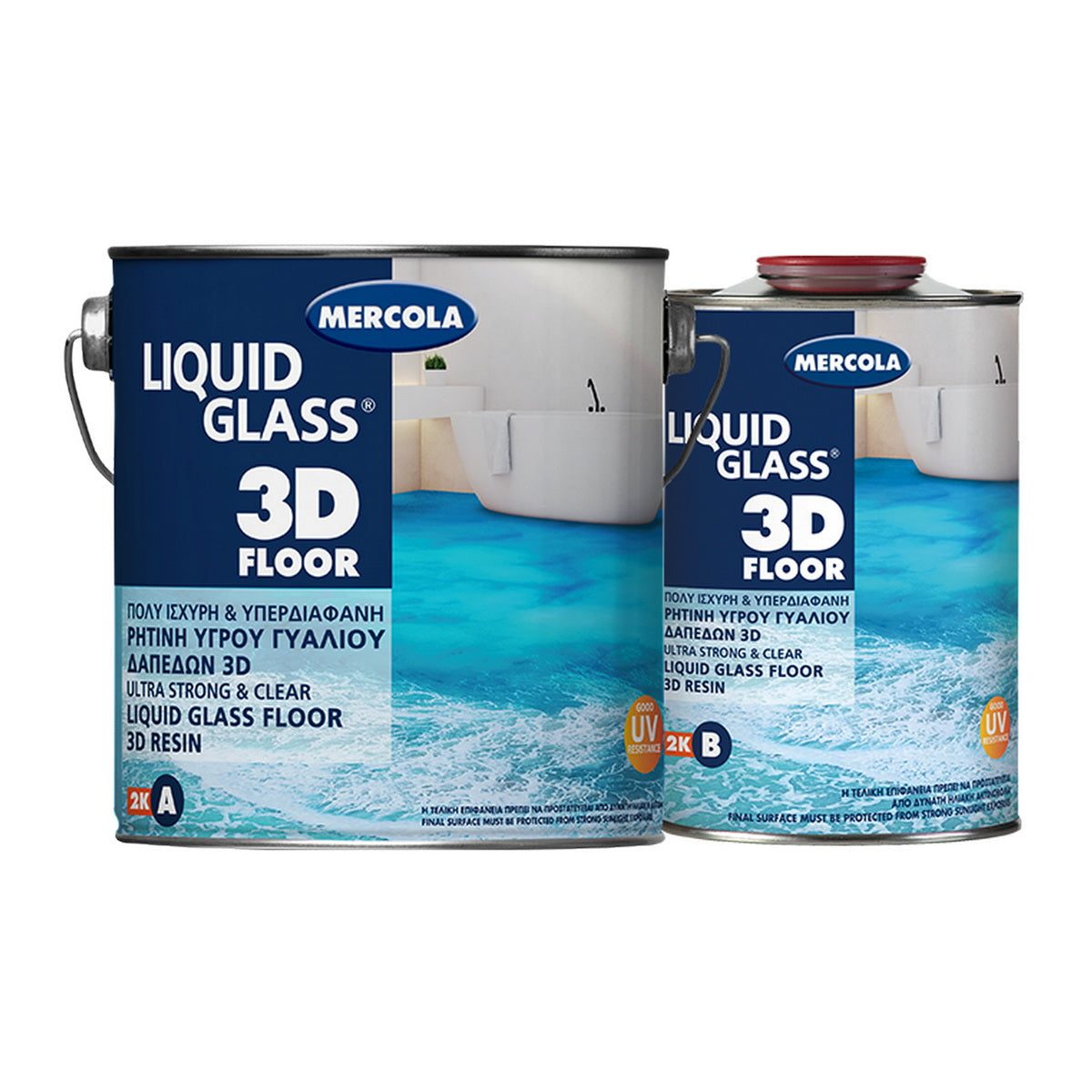 Mercola Liquid Glass 3D Ισχυρή Υπερδιάφανη Εποξειδική Ρητίνη Υγρού Γυαλιού Για Δάπεδα 3D