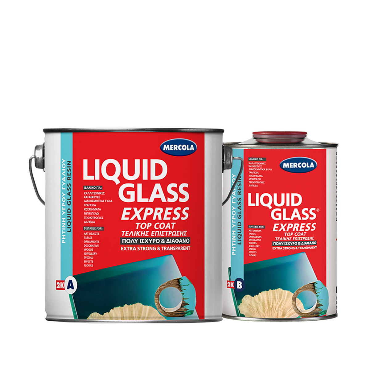 Mercola Liquid Glass Express Διάφανη Εποξειδική Ρητίνη Υγρού Γυαλιού Γρήγορης Ωρίμανσης
