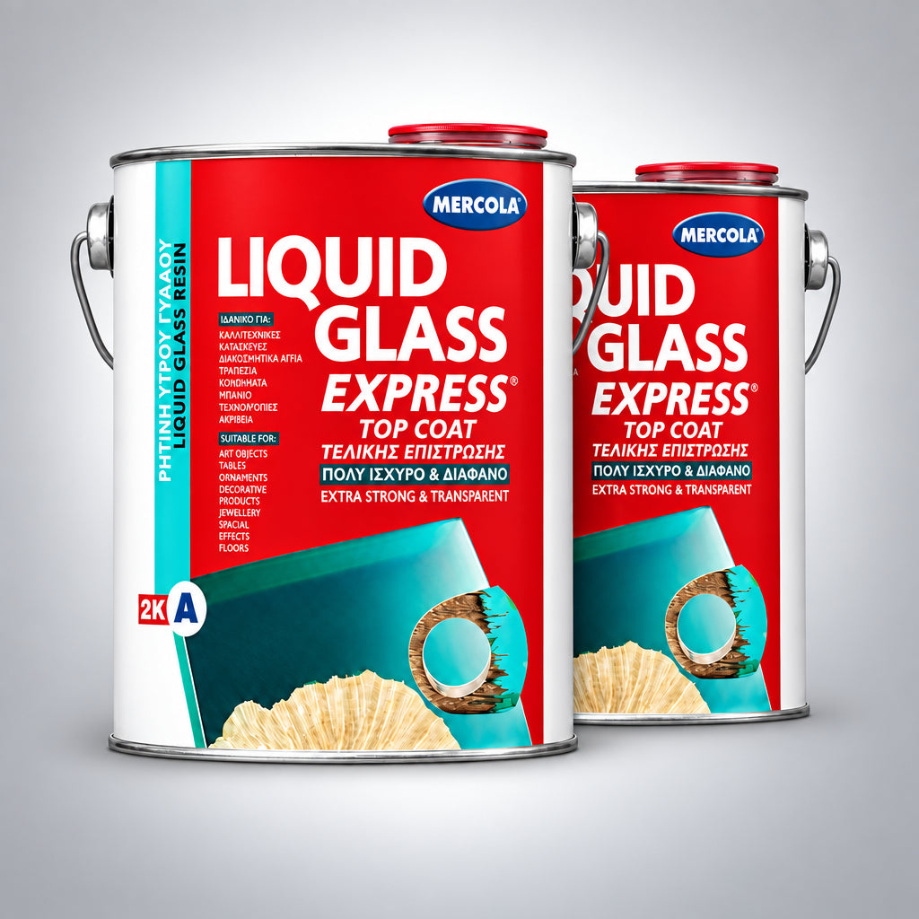 Mercola Liquid Glass Express Διάφανη Εποξειδική Ρητίνη Υγρού Γυαλιού Γρήγορης Ωρίμανσης