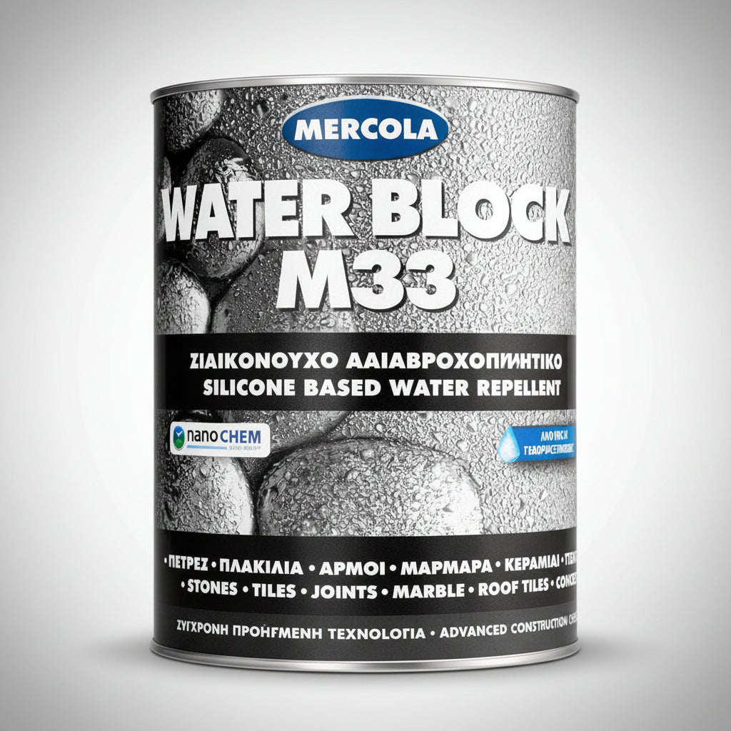 Mercola WATER BLOCK M33 Διαφανές Σιλικονούχο Ματ Αδιαβροχοποιητικό Διαλύτου για Πέτρες Μάρμαρα Τσιμέντο Πλακίδια