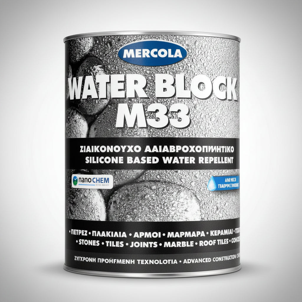 Mercola WATER BLOCK M33 Διαφανές Σιλικονούχο Ματ Αδιαβροχοποιητικό Διαλύτου για Πέτρες Μάρμαρα Τσιμέντο Πλακίδια