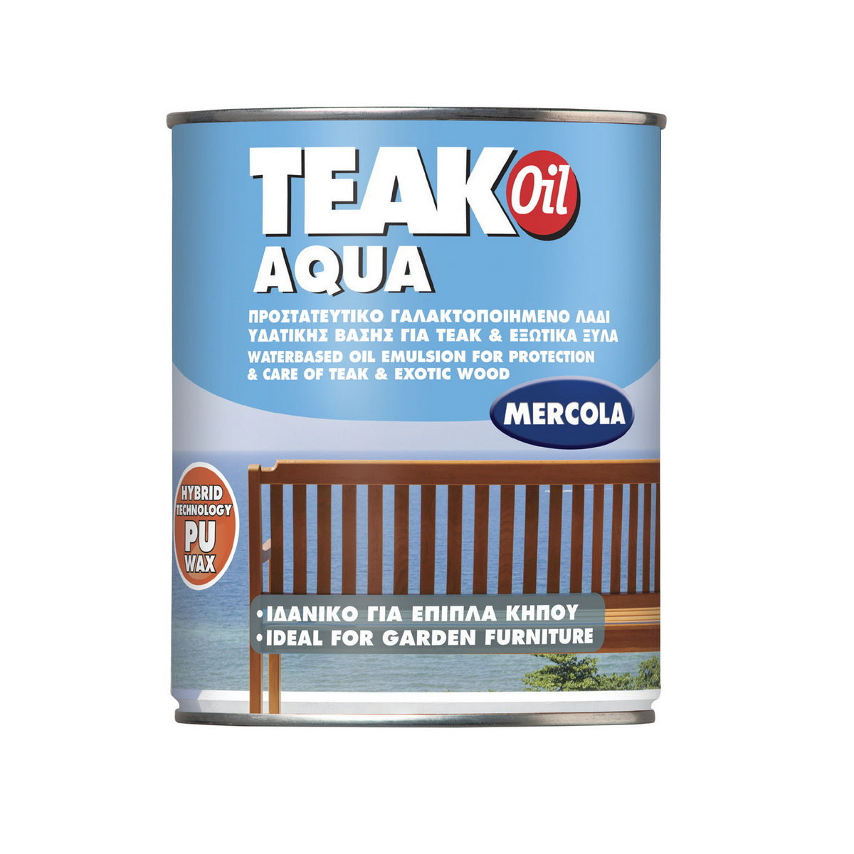 Mercola Teak Oil Aqua Λάδι Συντήρησης & Προστασίας Ξύλων & Επίπλων Κήπου Νερού Ματ