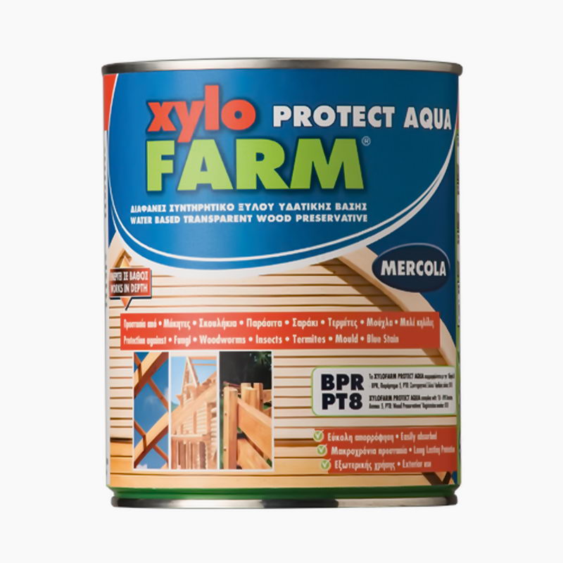 Mercola XYLOFARM PROTECT AQUA Συντηρητικό Ξύλου Νερού Διαφανές Ματ