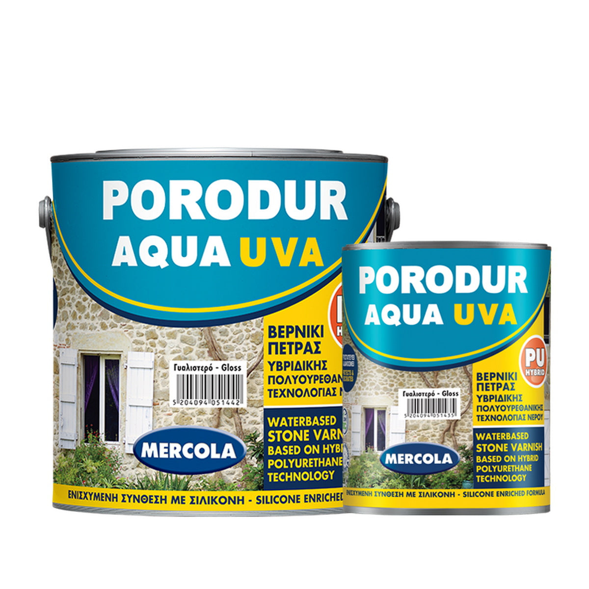 Mercola PORODUR AQUA UVA Προστατευτικό Διαφανές Βερνίκι Νερού Πέτρας ΓΥΑΛΙΣΤΕΡΟ