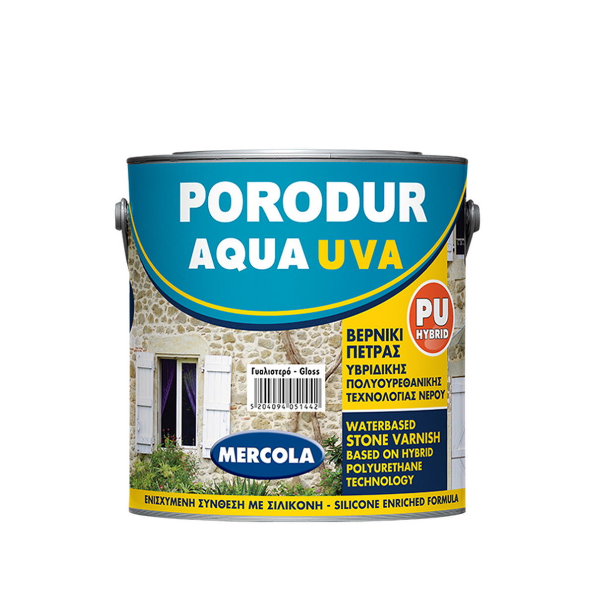 Mercola PORODUR AQUA UVA Προστατευτικό Διαφανές Βερνίκι Νερού Πέτρας ΓΥΑΛΙΣΤΕΡΟ