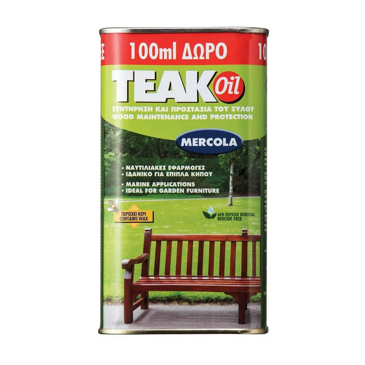 Mercola Teak Oil Renovator Λάδι Συντήρησης & Προστασίας Ξύλων & Επίπλων Κήπου Ματ ΔΡΥΣ