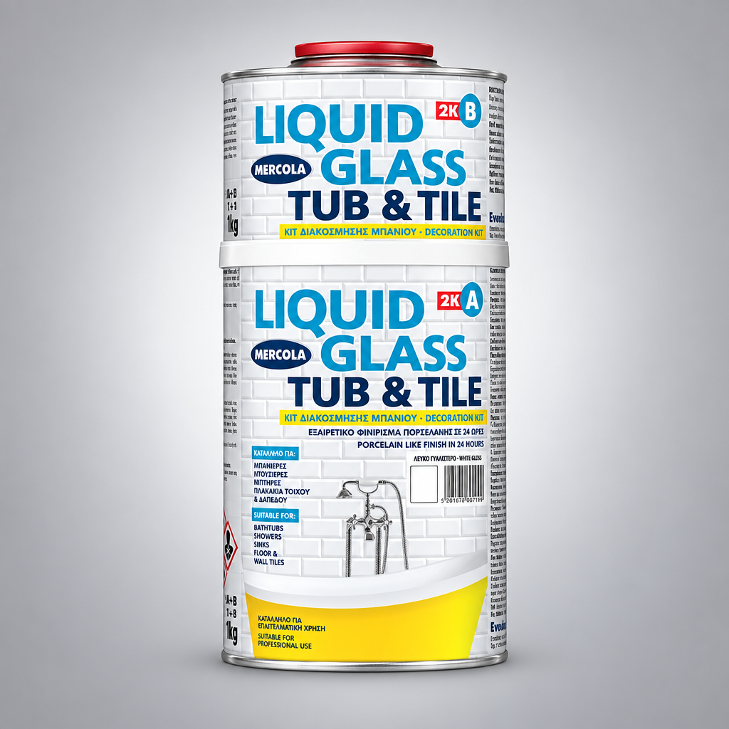 Mercola LIQUID GLASS TUB & TILE Σμάλτο 2 Συστατικών Ανακαίνισης Μπάνιου και Κουζίνας