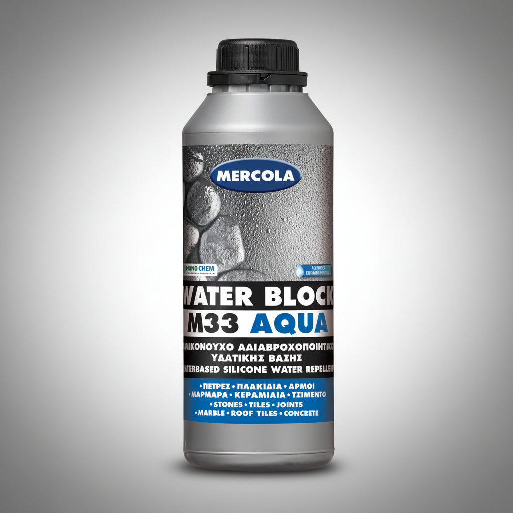 Mercola WATER BLOCK M33 AQUA Διαφανές Σιλικονούχο Ματ Αδιαβροχοποιητικό Νερού για Πέτρες Μάρμαρα Τσιμέντο Πλακίδια