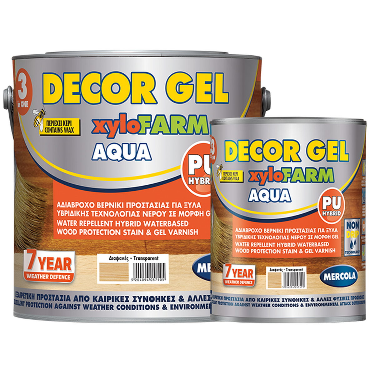 Mercola Xylofarm Aqua Gel Βερνίκι Εμποτισμού Ξύλου Υβριδικής Τεχνολογίας Πολυουρεθάνης Νερού GEL Γκρι