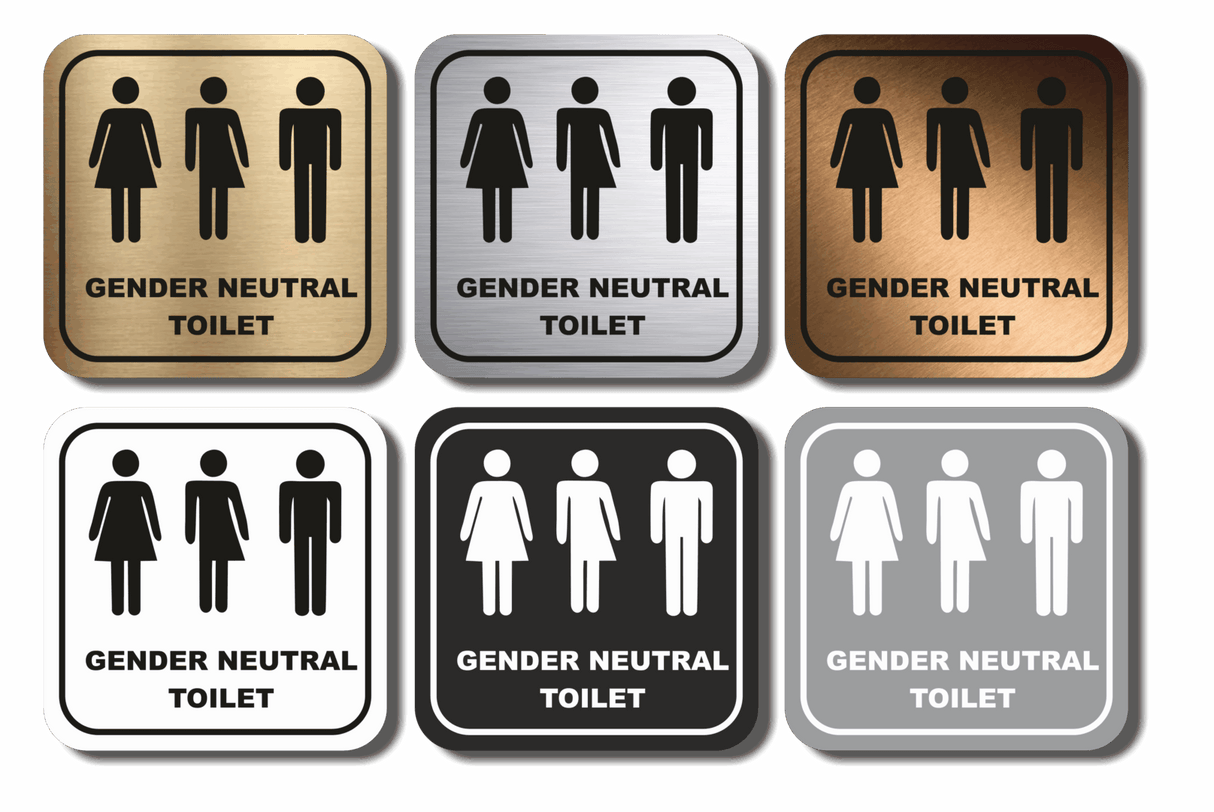 Πινακίδα Σήμανσης WC Aκρυλικό Plexiglass “WC ΝΟΝ ΒΙΝΑΡΥ - GENDER NEUTRAL” 110mm x 110mm