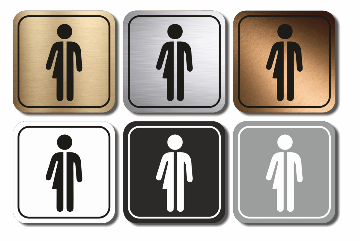 Πινακίδα Σήμανσης WC Aκρυλικό Plexiglass “WC ΝΟΝ ΒΙΝΑΡΥ - GENDER NEUTRAL” 110mm x 110mm