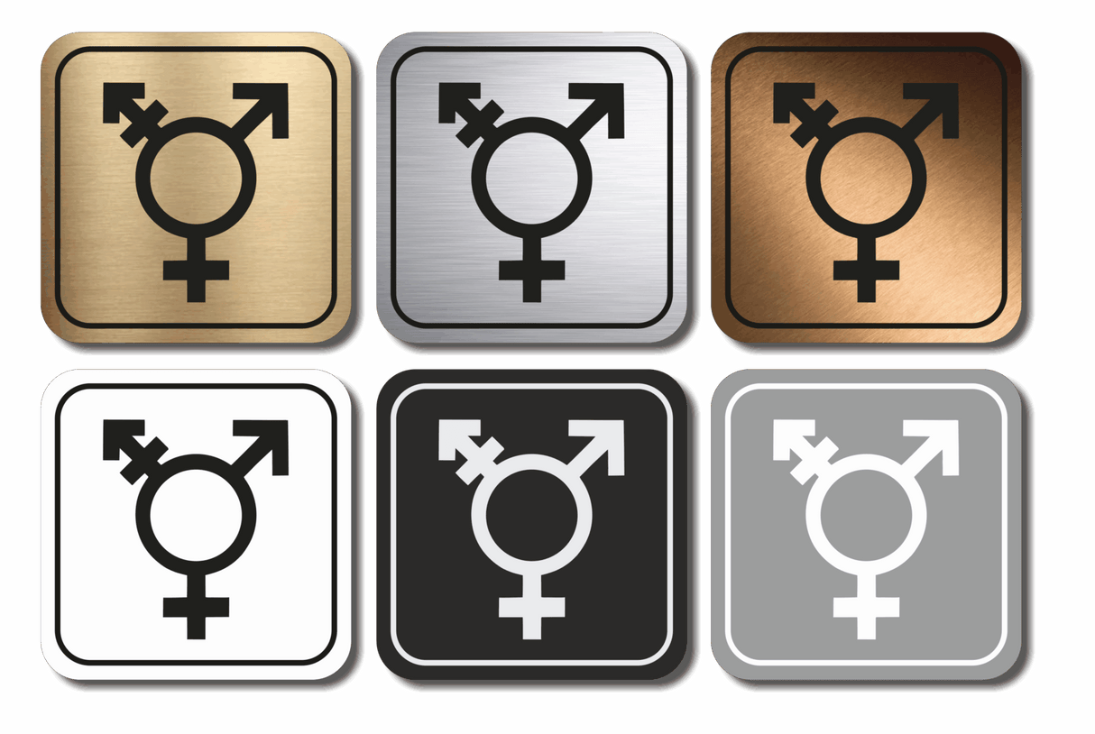 Πινακίδα Σήμανσης WC Aκρυλικό Plexiglass “WC ΝΟΝ ΒΙΝΑΡΥ - GENDER NEUTRAL” 110mm x 110mm