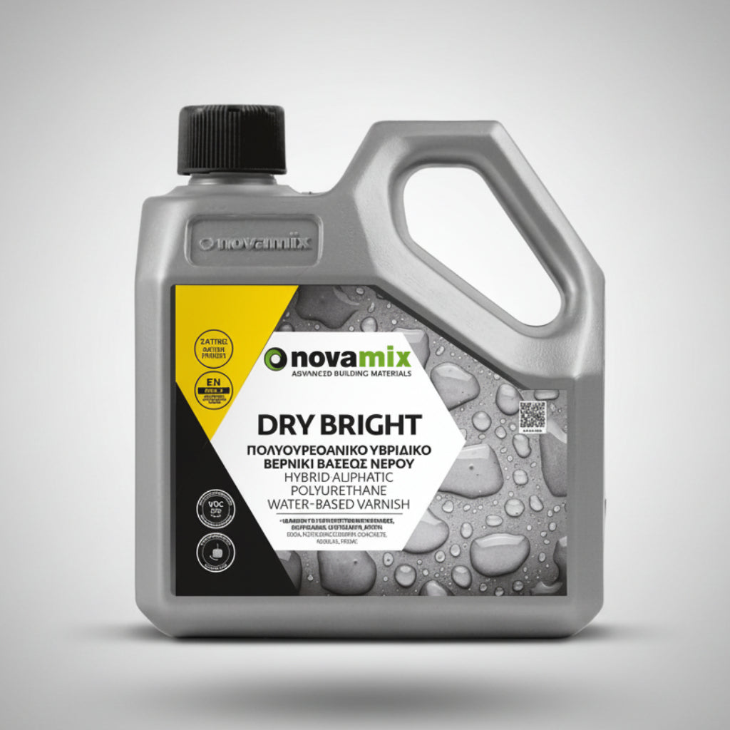 Novamix Dry Bright Βερνίκι Αλειφατικής Πολυουρεθάνης Νερού για Πέτρα, Σσκυρόδεμα, Πατητές Τσιμεντοκονίες