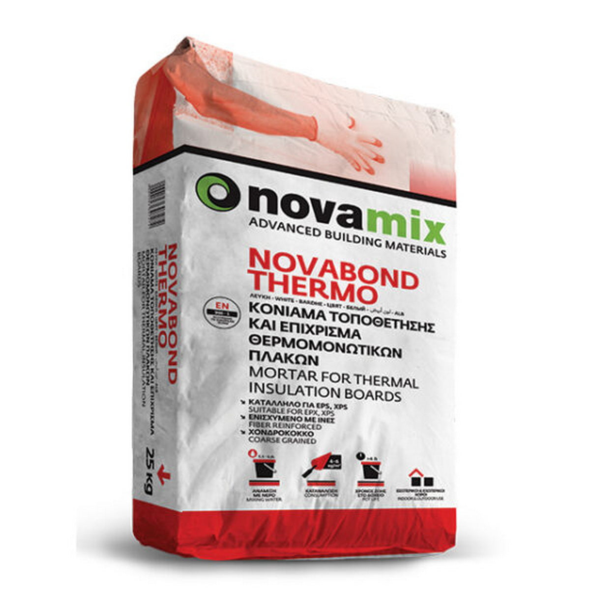 Novamix Novabond Thermo Κονίαμα Συγκόλλησης Και Επίχρισμα Θερμομονωτικών Πλακών ΛΕΥΚΟ