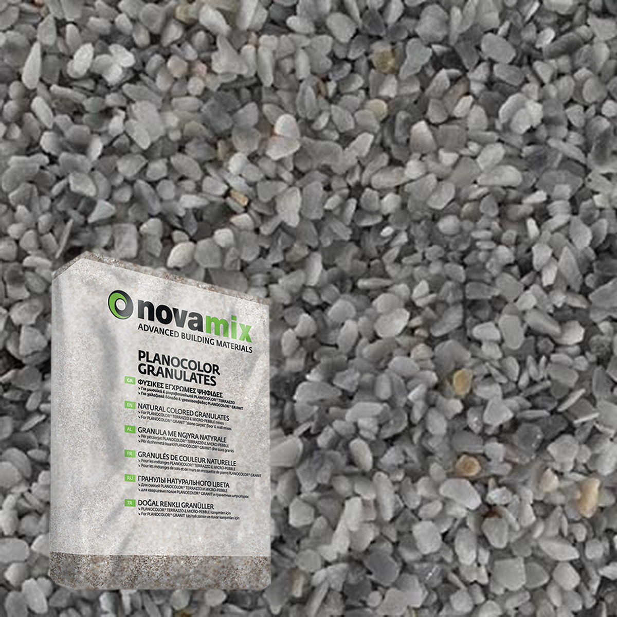 Novamix Planocolor Granulates MR Φυσικές Έγχρωμες Μαρμαροψηφίδες 51 MANI GREY 25kgr
