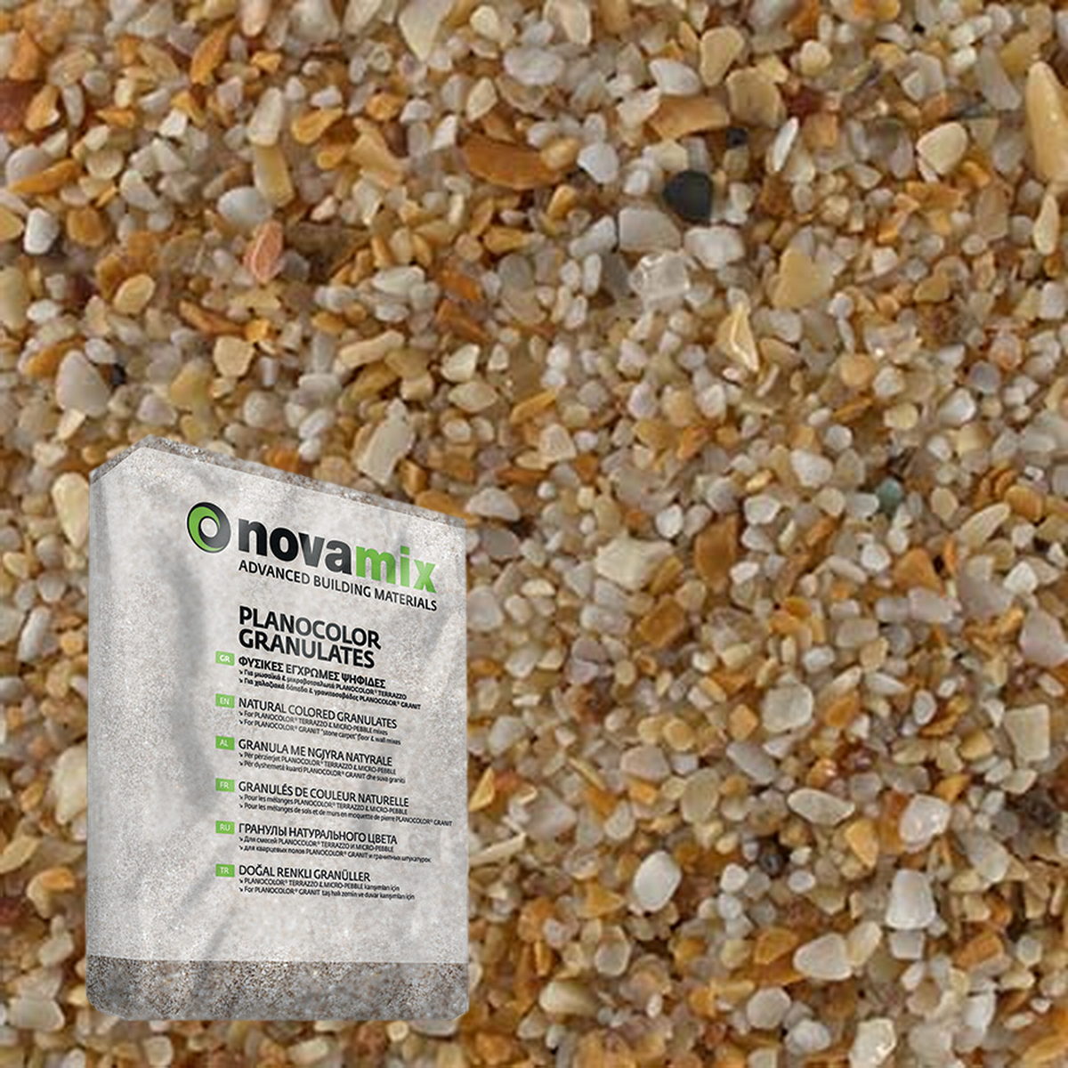 Novamix Planocolor Granulates MR Φυσικές Έγχρωμες Μαρμαροψηφίδες 50 MILOS YELLOW 25kgr