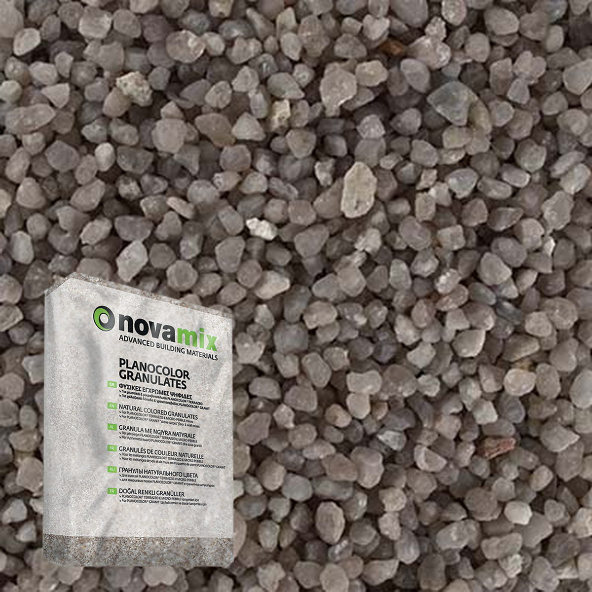 Novamix Planocolor Granulates MQ Έγχρωμες Φυσικές Ψηφίδες 25kgr 18 RIVER GREY 50
