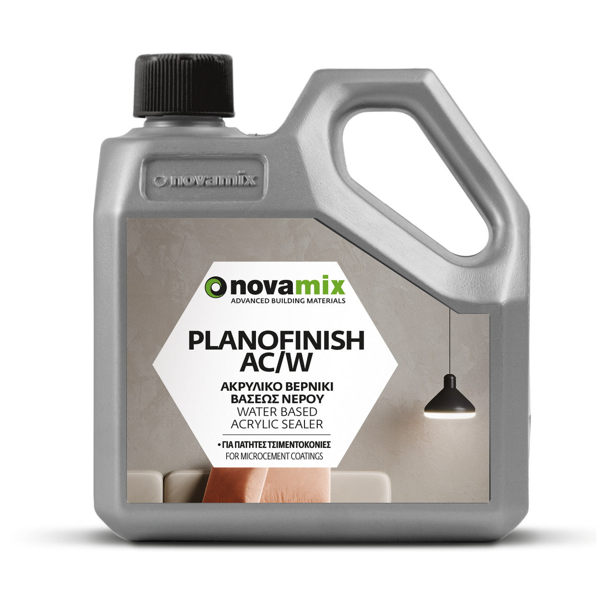 Novamix Planofinish AC/W Ακρυλικό Βερνίκι Νερού Προστασίας Πατητής Τσιμεντοκονίας & Βαφών