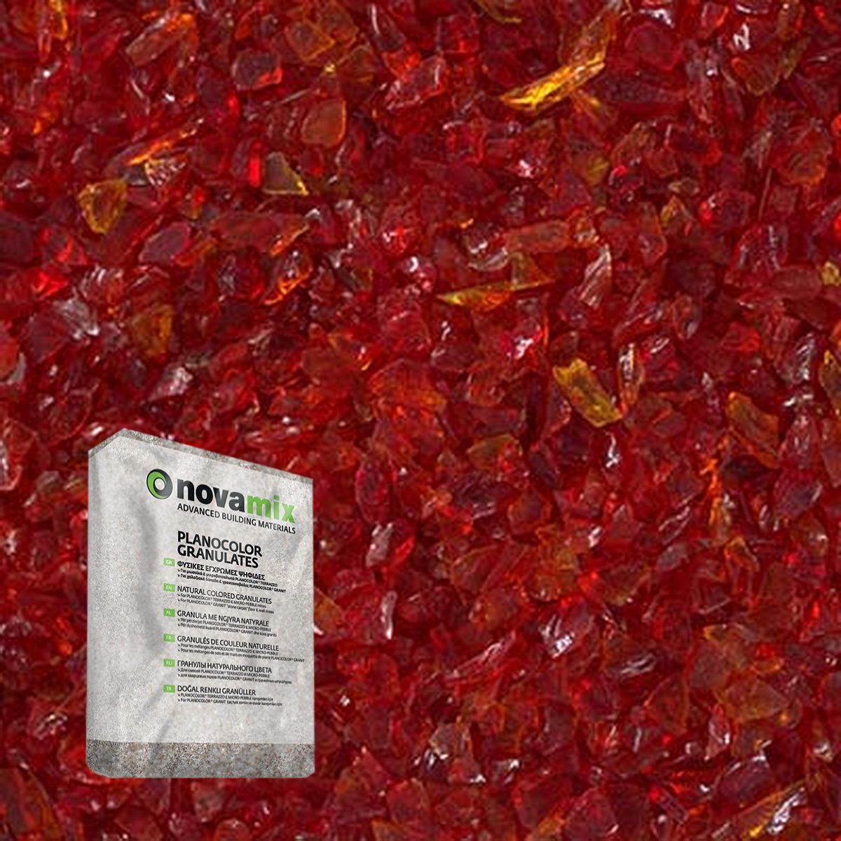 Novamix Planocolor Granulates RC Glass Ψηφίδες Κρυστάλλου 990 FIRE RED 90