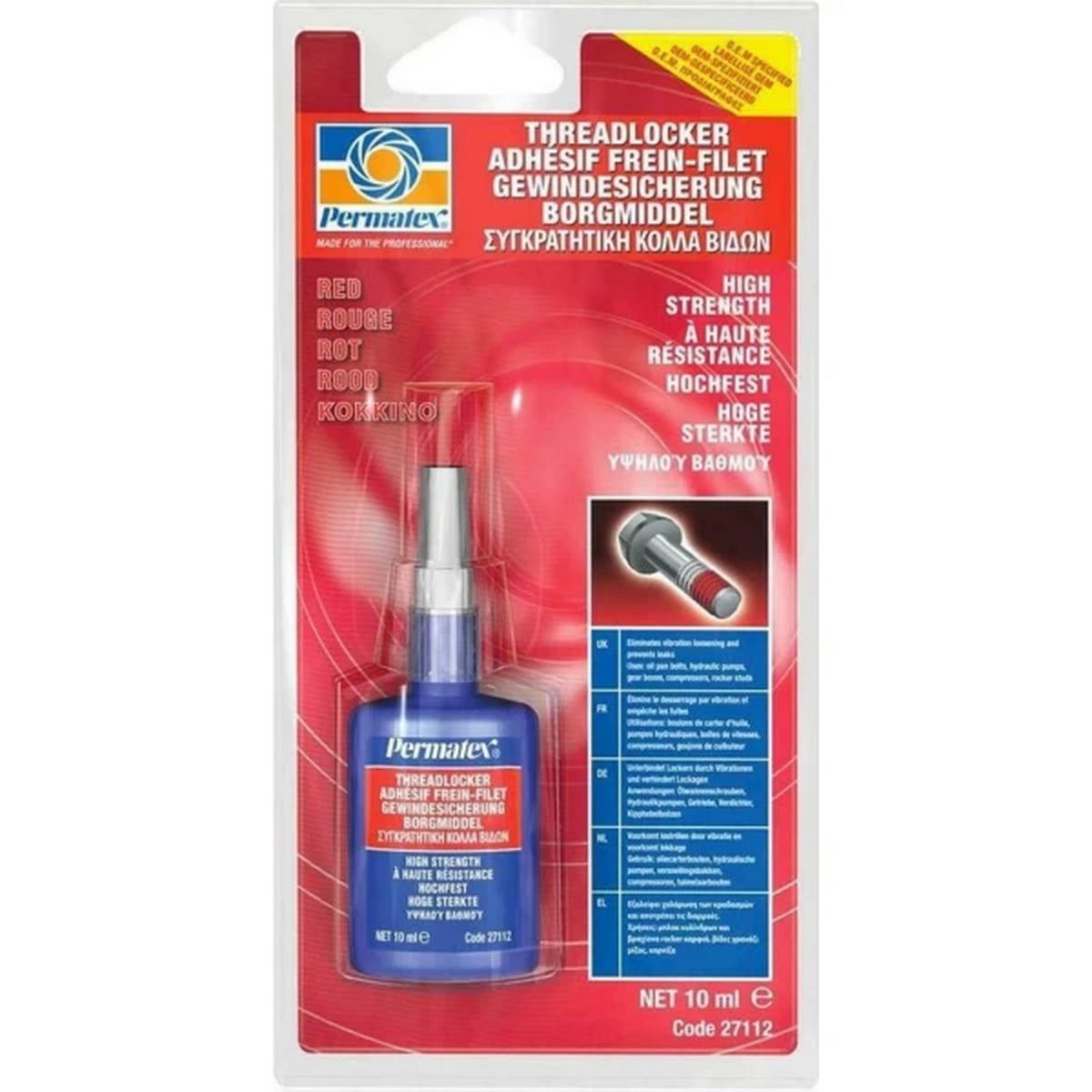 Permatex 27112 Ασφαλιστικό Υψηλού Κινδύνου Κόκκινο 6ml