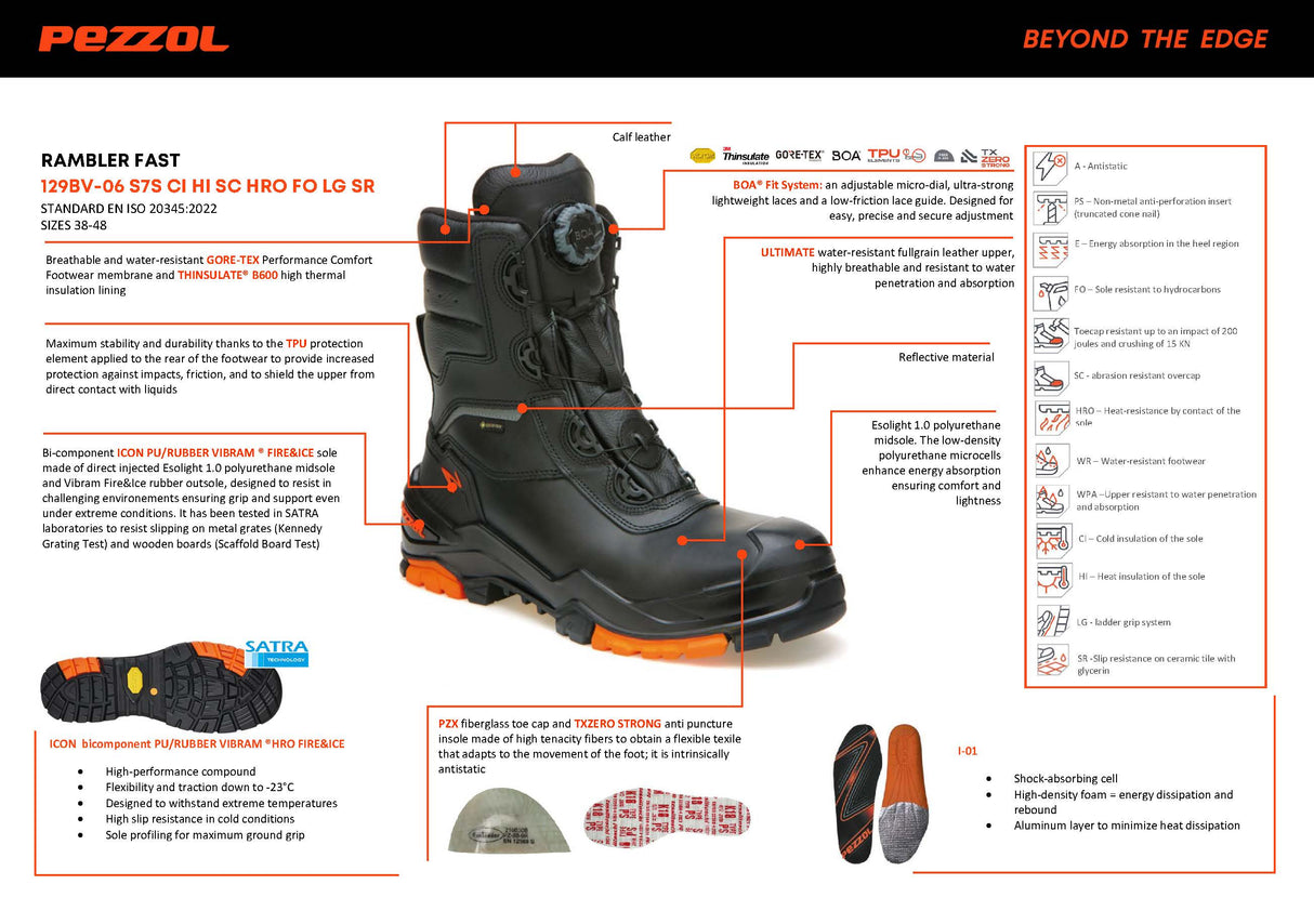 Pezzol Rambler Fast S3 WR CI HI HRO SRC Παπούτσια Ασφαλείας Εργαζομένων Μπότες Ιταλίας Με ΜΗ Μεταλλική Προστασία