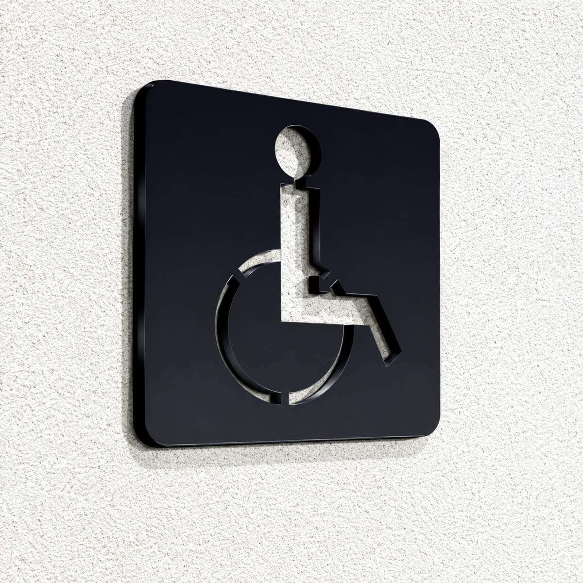 Πινακίδα Σήμανσης “ΤΟΥΑΛΕΤΑ ΑΜΕΑ ΜΕ ΤΕΤΡΑΓΩΝΟ ΠΛΑΙΣΙΟ” Ακρυλικό 140mm x 140mm – Μαύρο