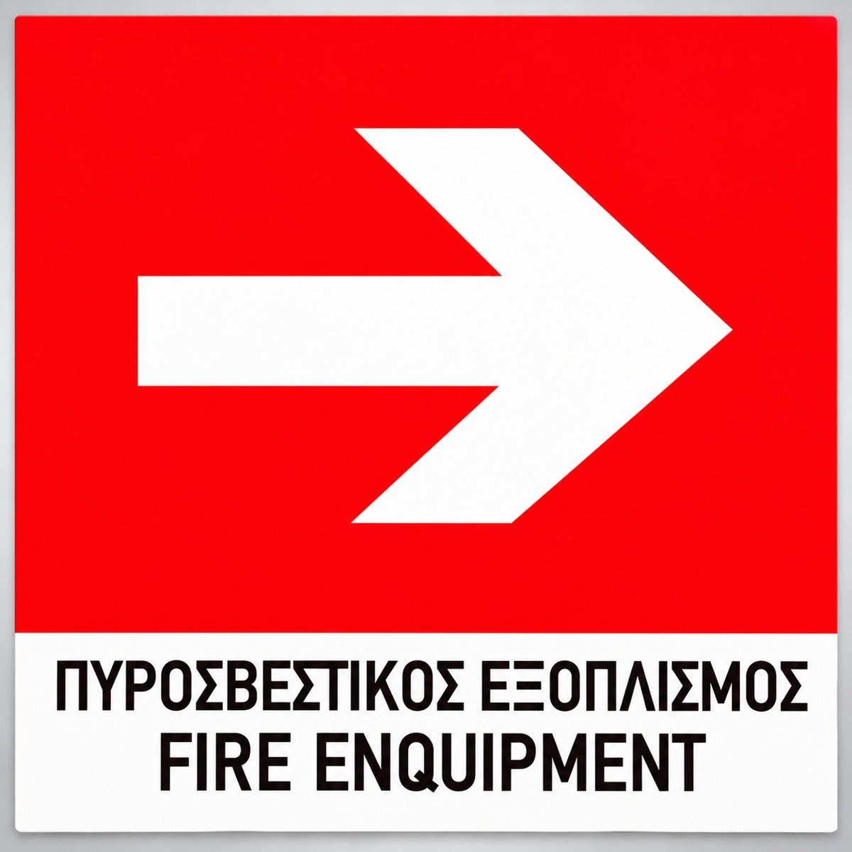 Πινακίδα Σήμανσης “ΠΥΡΟΣΒΕΣΤΙΚΟΣ ΕΞΟΠΛΙΣΜΟΣ – ΒΕΛΟΣ ΔΕΞΙΑ” PVC 150mm x 150mm – Έγχρωμο