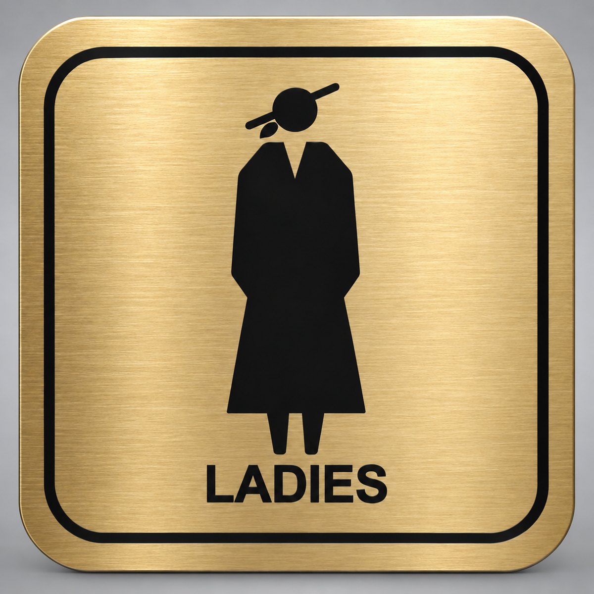 Πινακίδα Σήμανσης “ΤΟΥΑΛΕΤΑ ΓΥΝΑΙΚΩΝ – LADIES” Plexiglass 110mm x 110mm – Χρυσό