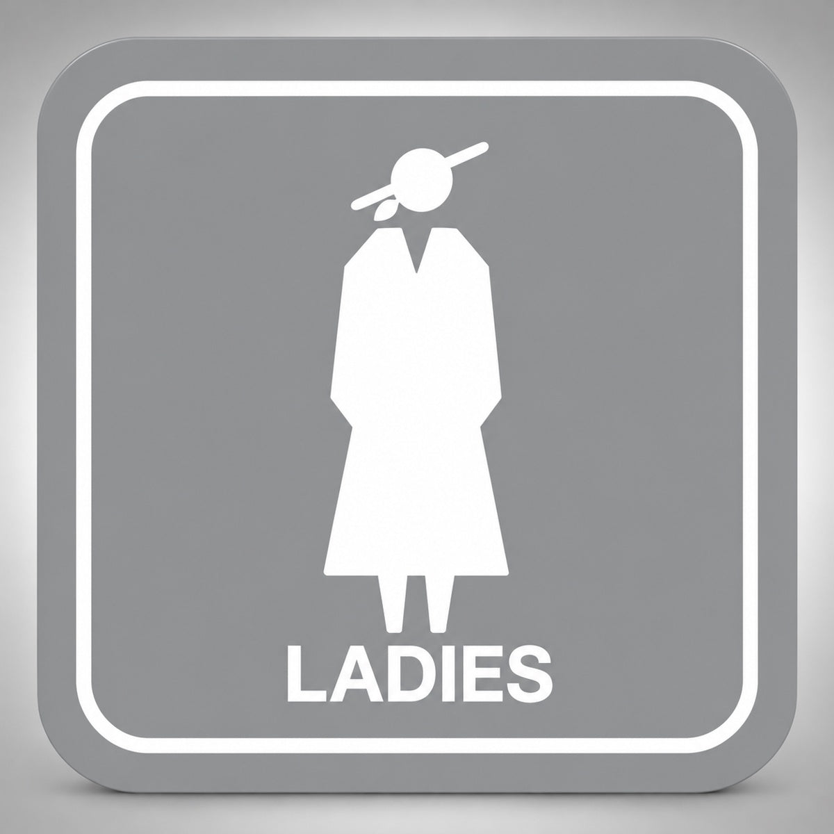 Πινακίδα Σήμανσης “ΤΟΥΑΛΕΤΑ ΓΥΝΑΙΚΩΝ – LADIES” Plexiglass 110mm x 110mm – Γκρι
