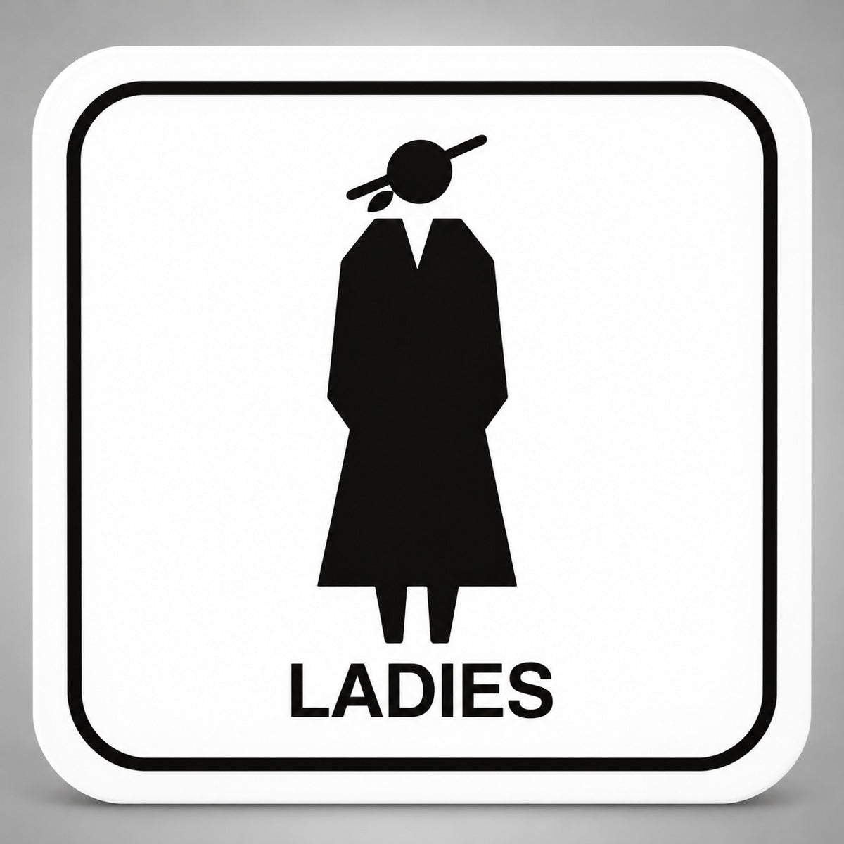 Πινακίδα Σήμανσης “ΤΟΥΑΛΕΤΑ ΓΥΝΑΙΚΩΝ – LADIES” Plexiglass 110mm x 110mm – Λευκό
