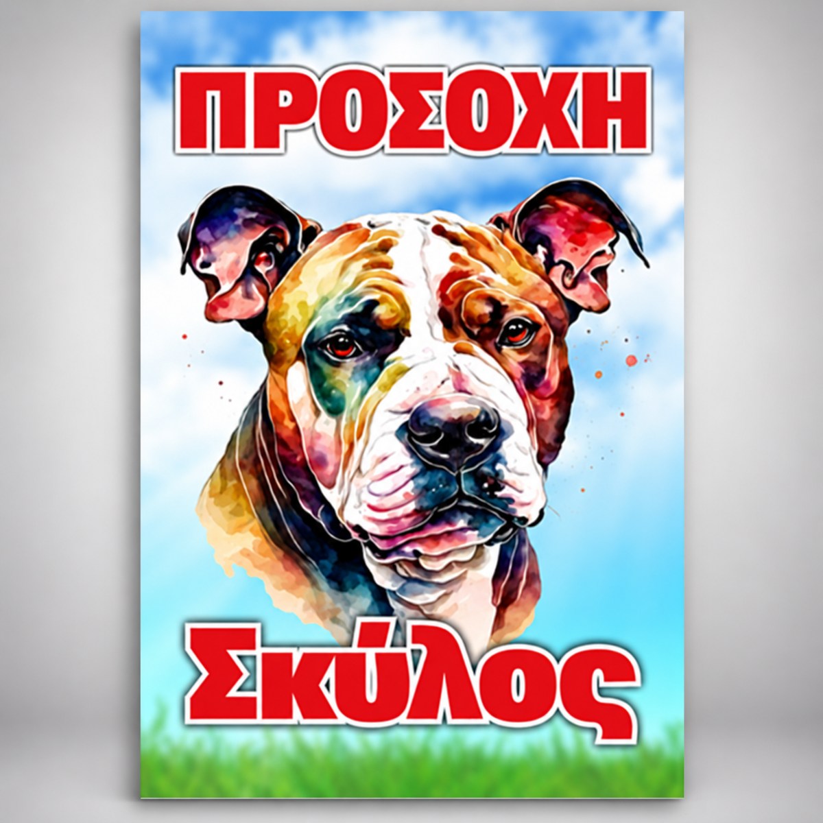 Πινακίδα Σήμανσης “ΠΡΟΣΟΧΗ ΣΚΥΛΟΣ – Πίτμπουλ” Αλουμίνιο 200mm x 300mm – Έγχρωμο
