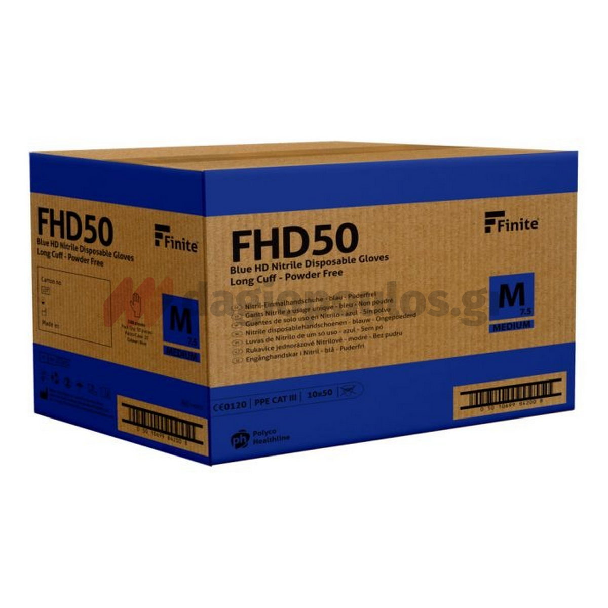 Polyco Finite HD Nitrile Γάντια Εργασίας Νιτριλίου Για Διαλυτικά Με Μανσέτα 30cm Σετ 50 Τεμ