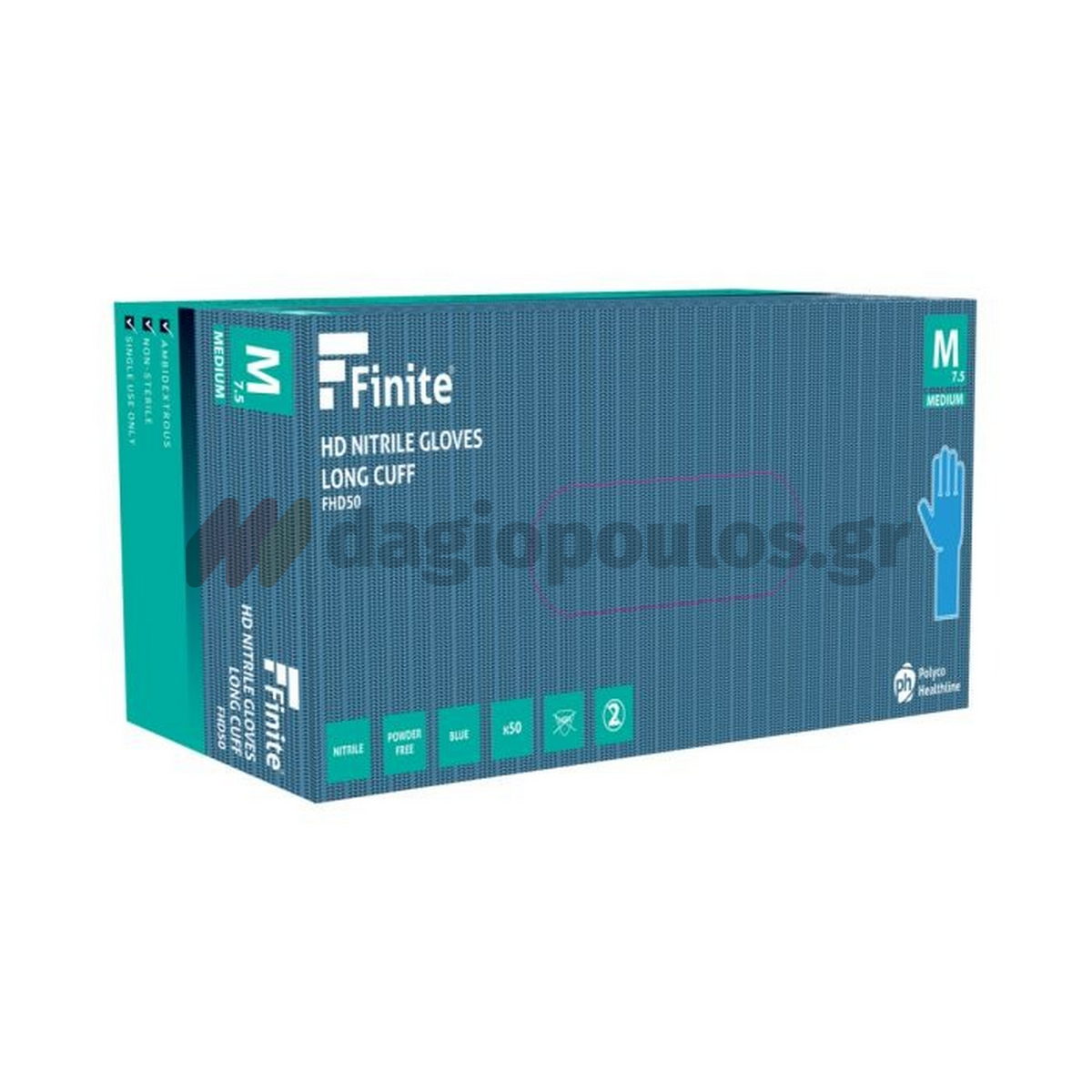 Polyco Finite HD Nitrile Γάντια Εργασίας Νιτριλίου Για Διαλυτικά Με Μανσέτα 30cm Σετ 50 Τεμ