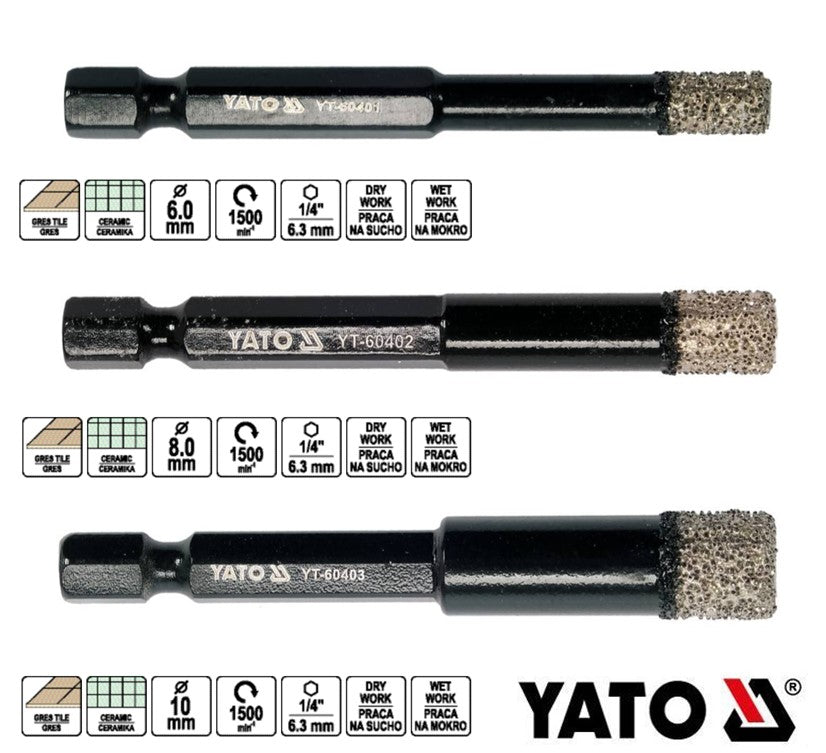 Yato YT-60402 Διαμαντοκορώνα Υγρής & Ξηράς Διάτρησης Πλακιδίων 8.0mm