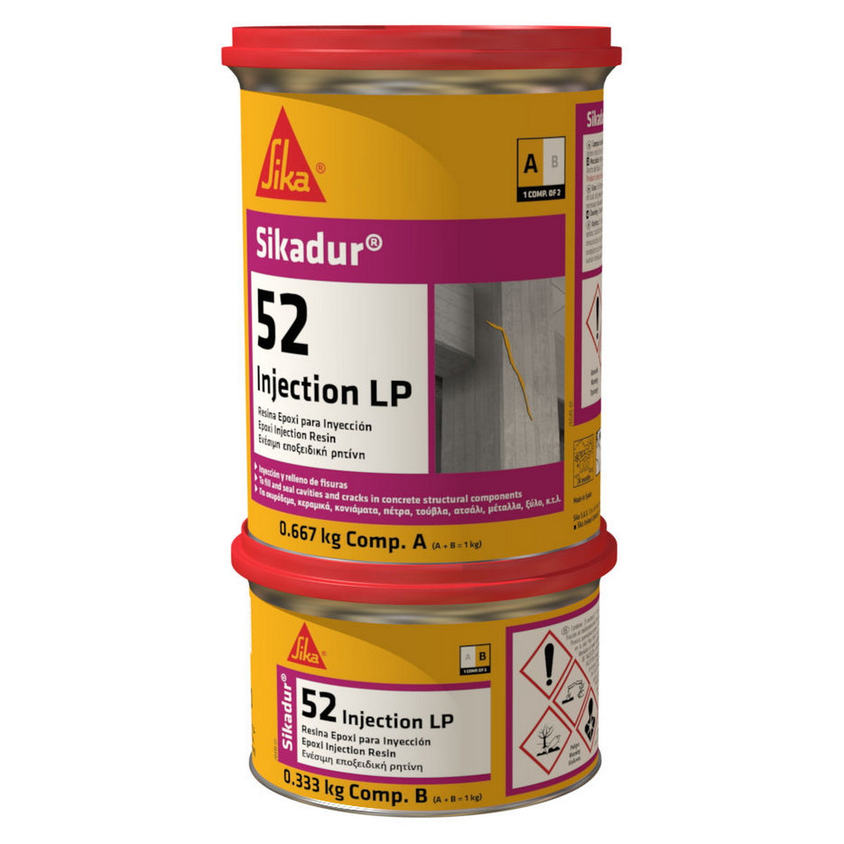 Sika Sikadur®-52 Injection LP Ενέσιμη Εποξειδική Πάστα 2 Συστατικών Επισκευής & Συγκόλλησης Συγκόλλησης
