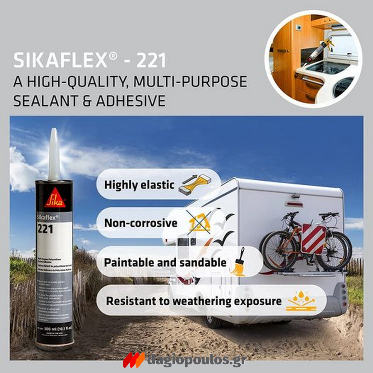 Sika Sikaflex 221 Συγκολλητικό - Σφραγιστικό Πολλαπλών Εφαρμογών