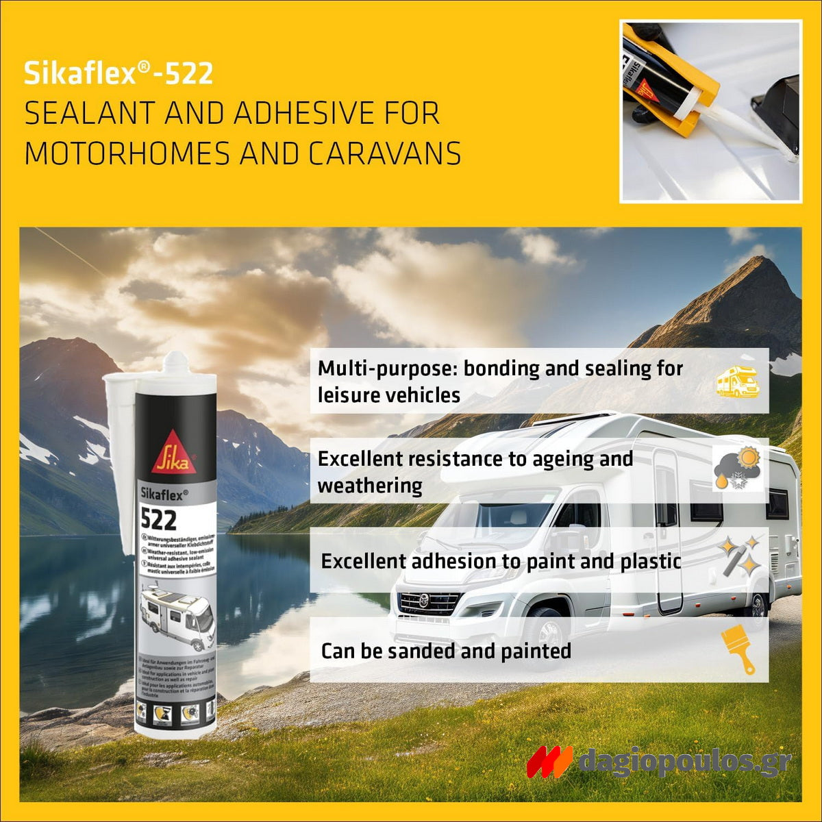 Sika Sikaflex 522 Υβριδικό Σφραγιστικό Βάσεως STP Εξαιρετικής Αντοχής