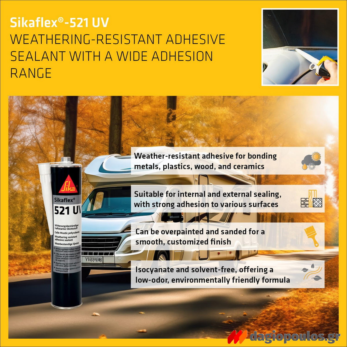 Sika Sikaflex 521 UV Σφραγιστικό Τεχνολογίας STP Υψηλών Αντοχών & Πρόσφυσης