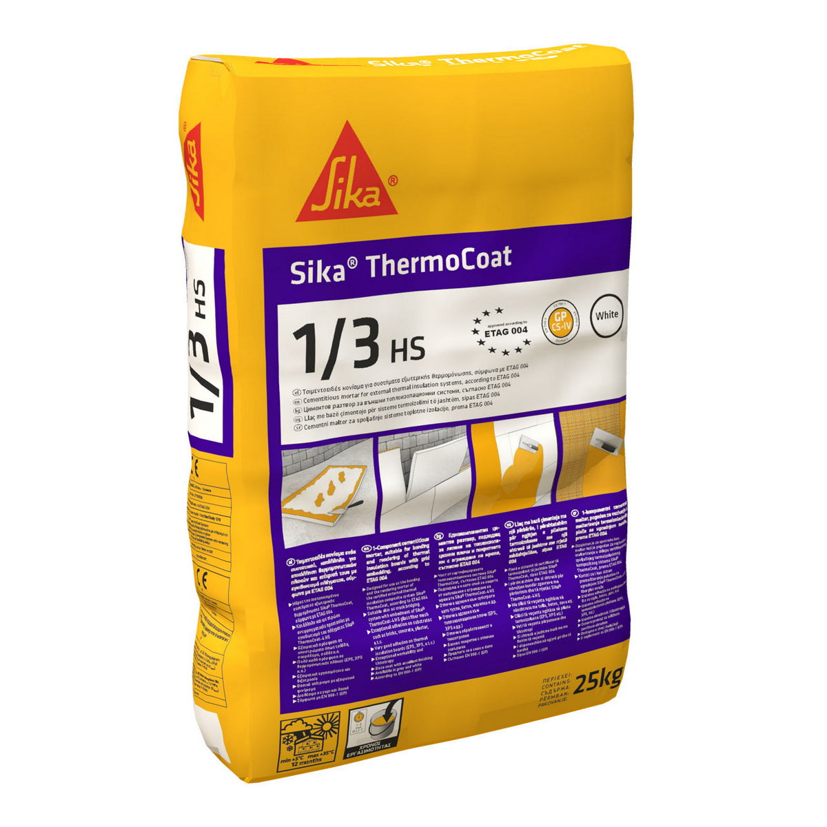 Sika ThermoCoat®-1/3 HS Τσιμεντοειδές Κονίαμα Συγκόλλησης Θερμομονωτικών Πλακών ΛΕΥΚΗ