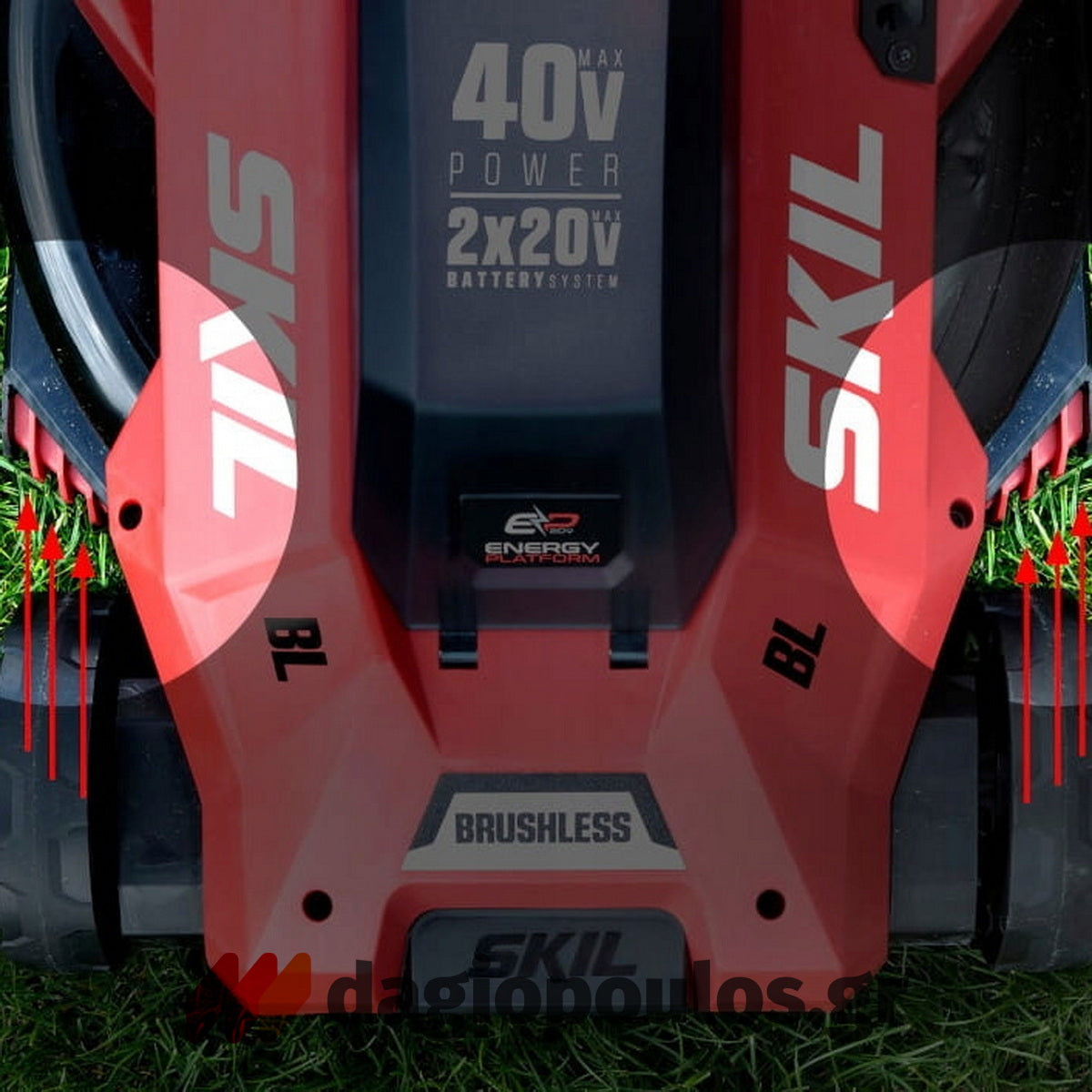 Skil 0140 CA 40V Max Brushless Χλοοκοπτική Μηχανή Γκαζόν Μπαταρίας Ωθούμενη 36V Li-ion Με 2 Μπαταρίες 4.0Ah