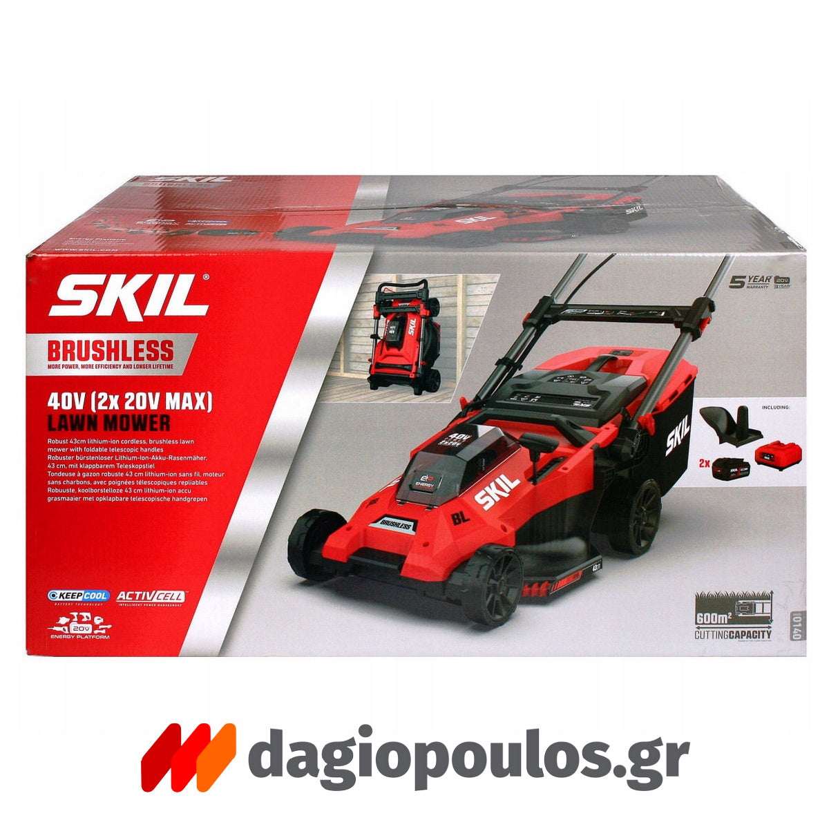 Skil 0140 CA 40V Max Brushless Χλοοκοπτική Μηχανή Γκαζόν Μπαταρίας Ωθούμενη 36V Li-ion Με 2 Μπαταρίες 4.0Ah