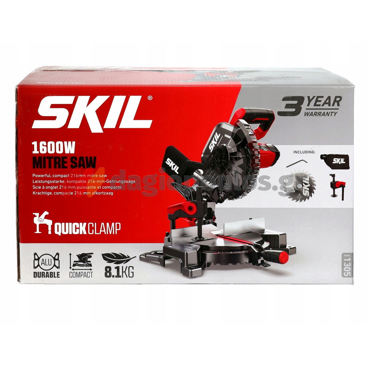 Skil 1305 AA Επαγγελματικό Ηλεκτρικό Φαλτσοπρίονο Πάγκου 1600W 216mm