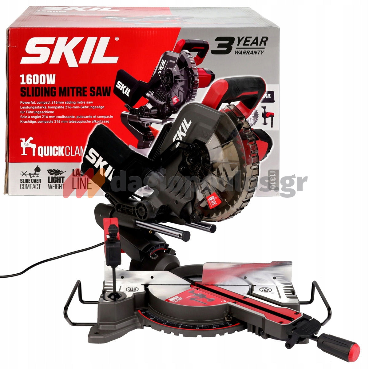 Skil 1310 AA Επαγγελματικό Ηλεκτρικό Φαλτσοπρίονο Radial Συρόμενο 1600W 216mm