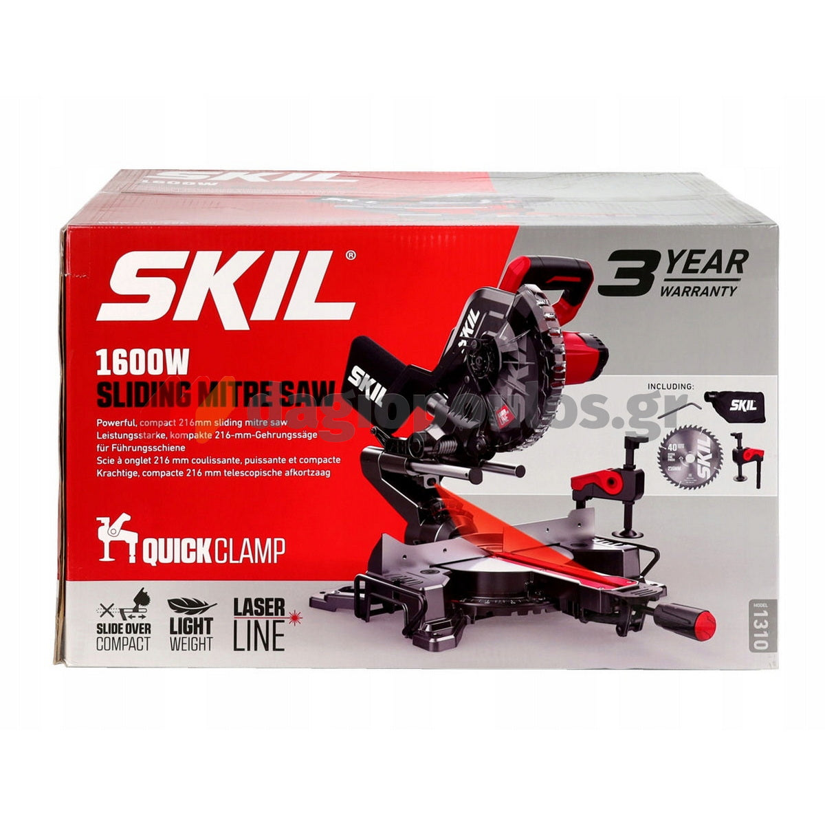 Skil 1310 AA Επαγγελματικό Ηλεκτρικό Φαλτσοπρίονο Radial Συρόμενο 1600W 216mm