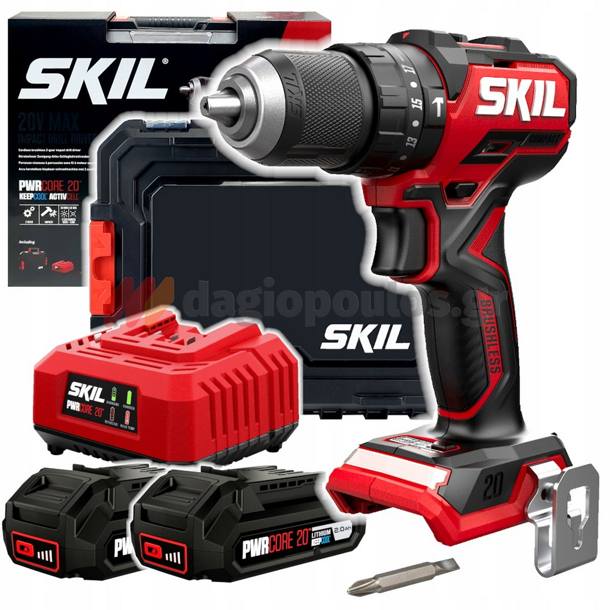 Skil 3075 HB Brushless 20V Max Κρουστικό Δραπανοκατσάβιδο Μπαταρίας 18V Li-Ion Με 2 Μπατ.4.0Ah - Ταχυφορτιστή - Βαλίτσα