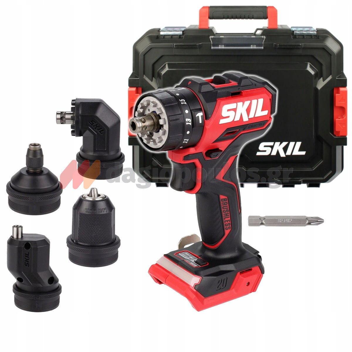 Skil 3076 HC 20V Max Brushless Κρουστικό Δραπανοκατσάβιδο Μπαταρίας 18V Li-Ion Με 2 Μπαταρίες 2.0Ah - 4 Κεφαλές - Βαλίτσα