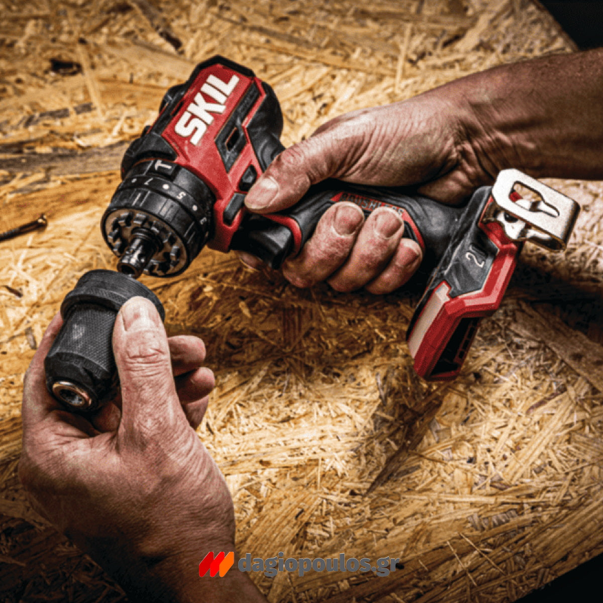 Skil 3076 HC 20V Max Brushless Κρουστικό Δραπανοκατσάβιδο Μπαταρίας 18V Li-Ion Με 2 Μπαταρίες 2.0Ah - 4 Κεφαλές - Βαλίτσα