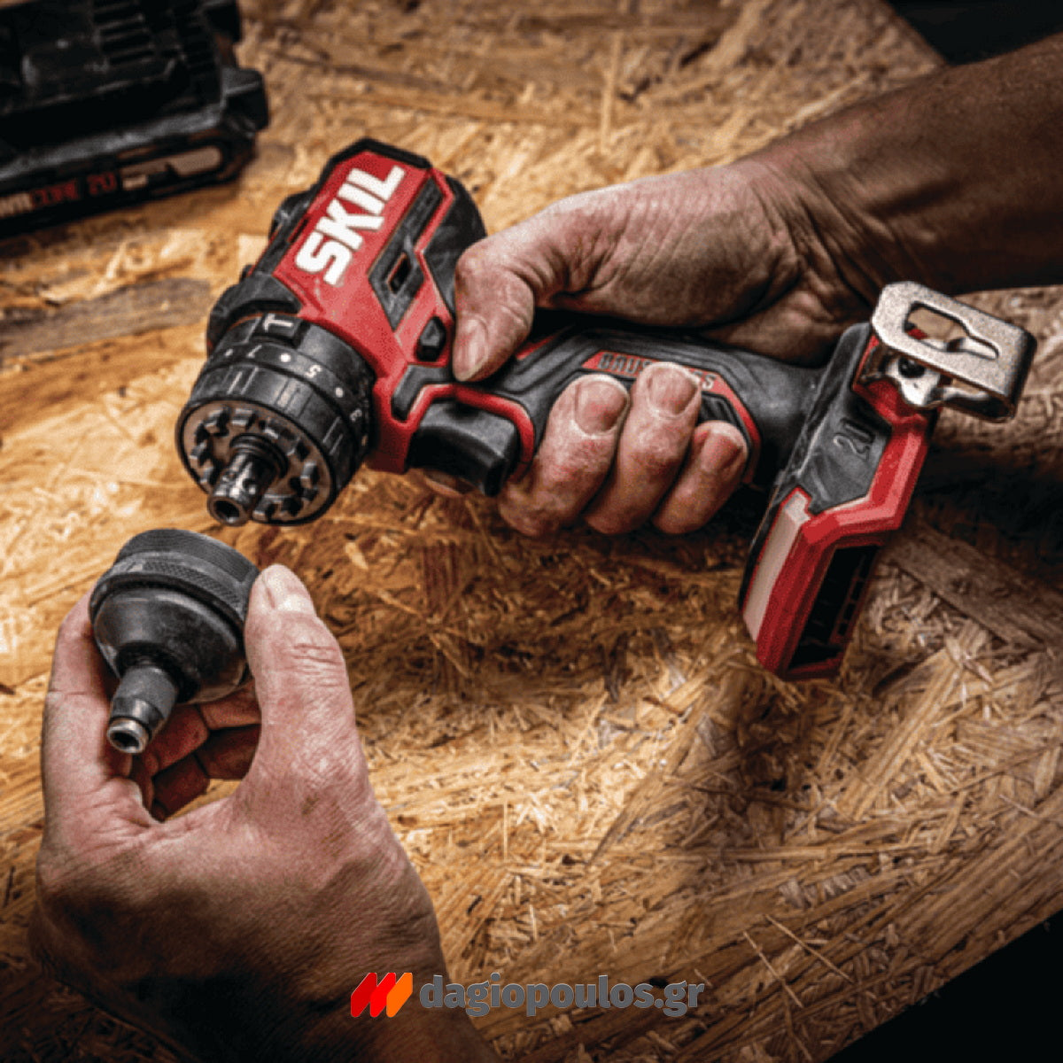 Skil 3076 HC 20V Max Brushless Κρουστικό Δραπανοκατσάβιδο Μπαταρίας 18V Li-Ion Με 2 Μπαταρίες 2.0Ah - 4 Κεφαλές - Βαλίτσα